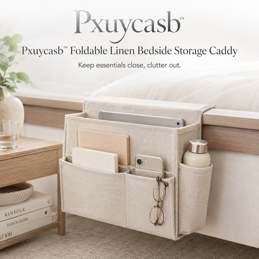 Pxuycasb™ Foldable Linen Bedside Storage Caddy