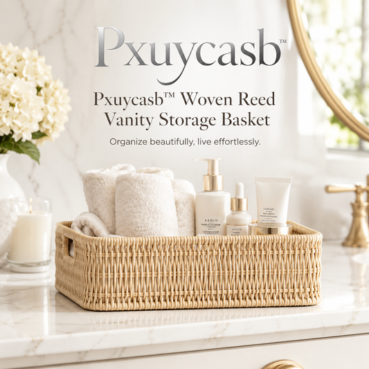 Pxuycasb™ Woven Reed Vanity Storage Basket