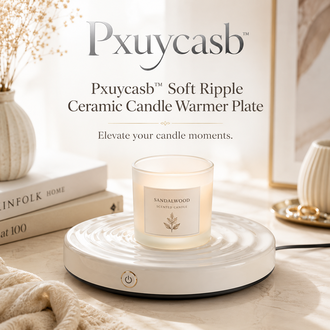 Pxuycasb™ Soft Ripple Ceramic Candle Warmer Plate