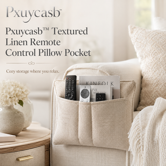 Pxuycasb™ Textured Linen Remote Control Pillow Pocket